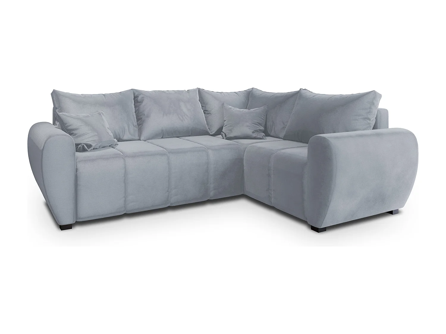 Canapé d'angle MADISON Gris clair en peluche avec fonction de couchage