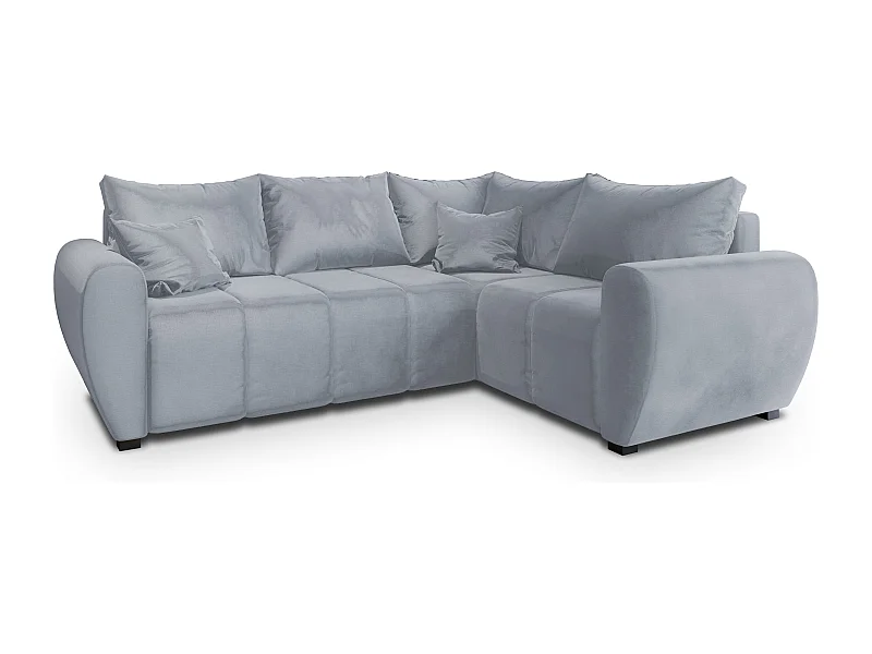 Canapé d'angle MADISON Gris clair en peluche avec fonction de couchage