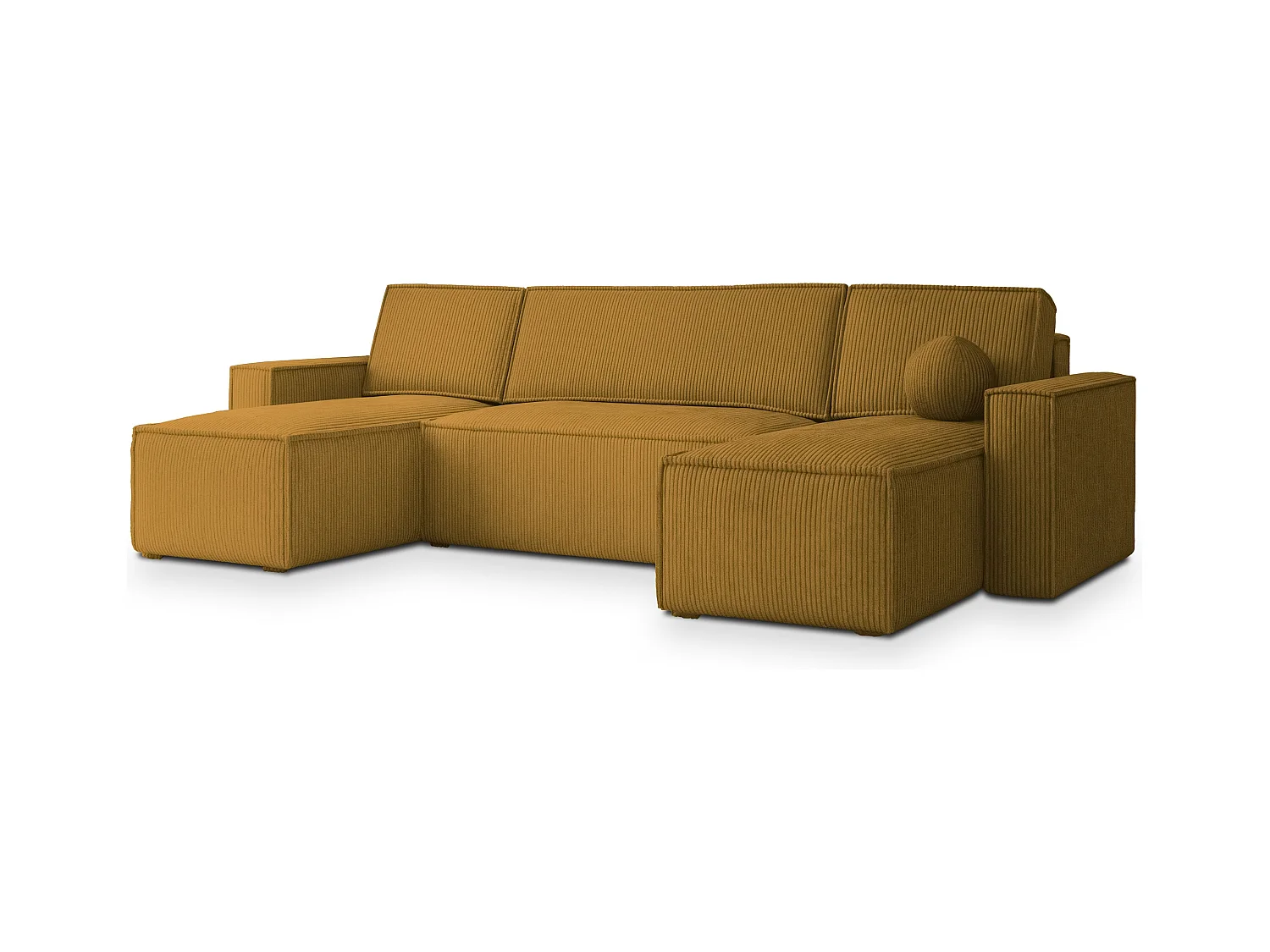 Canapé d'angle PESANO Jaune en velours côtelé avec fonction de couchage