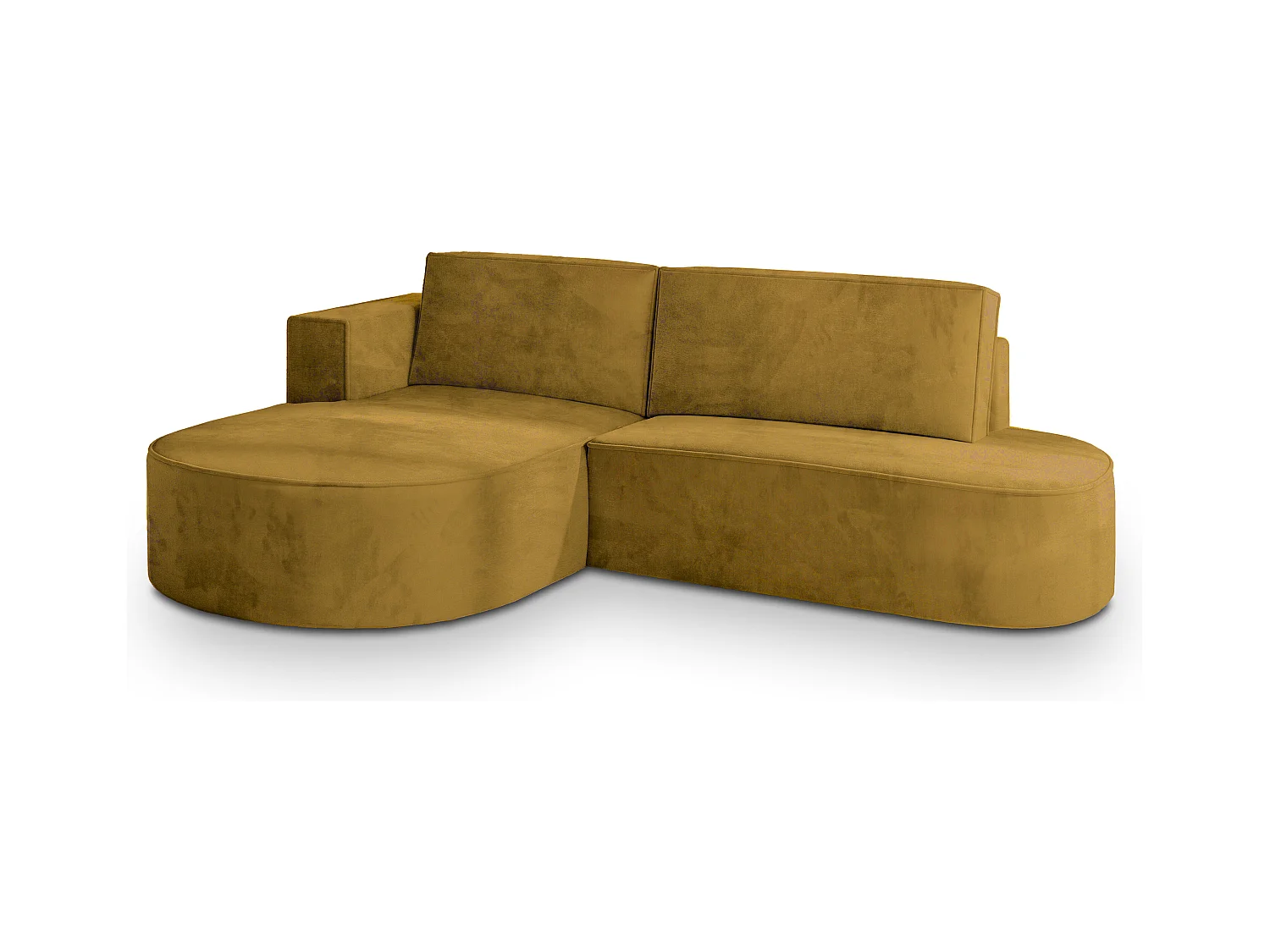 Canapé d'angle CORTIO Jaune en velours avec fonction de couchage