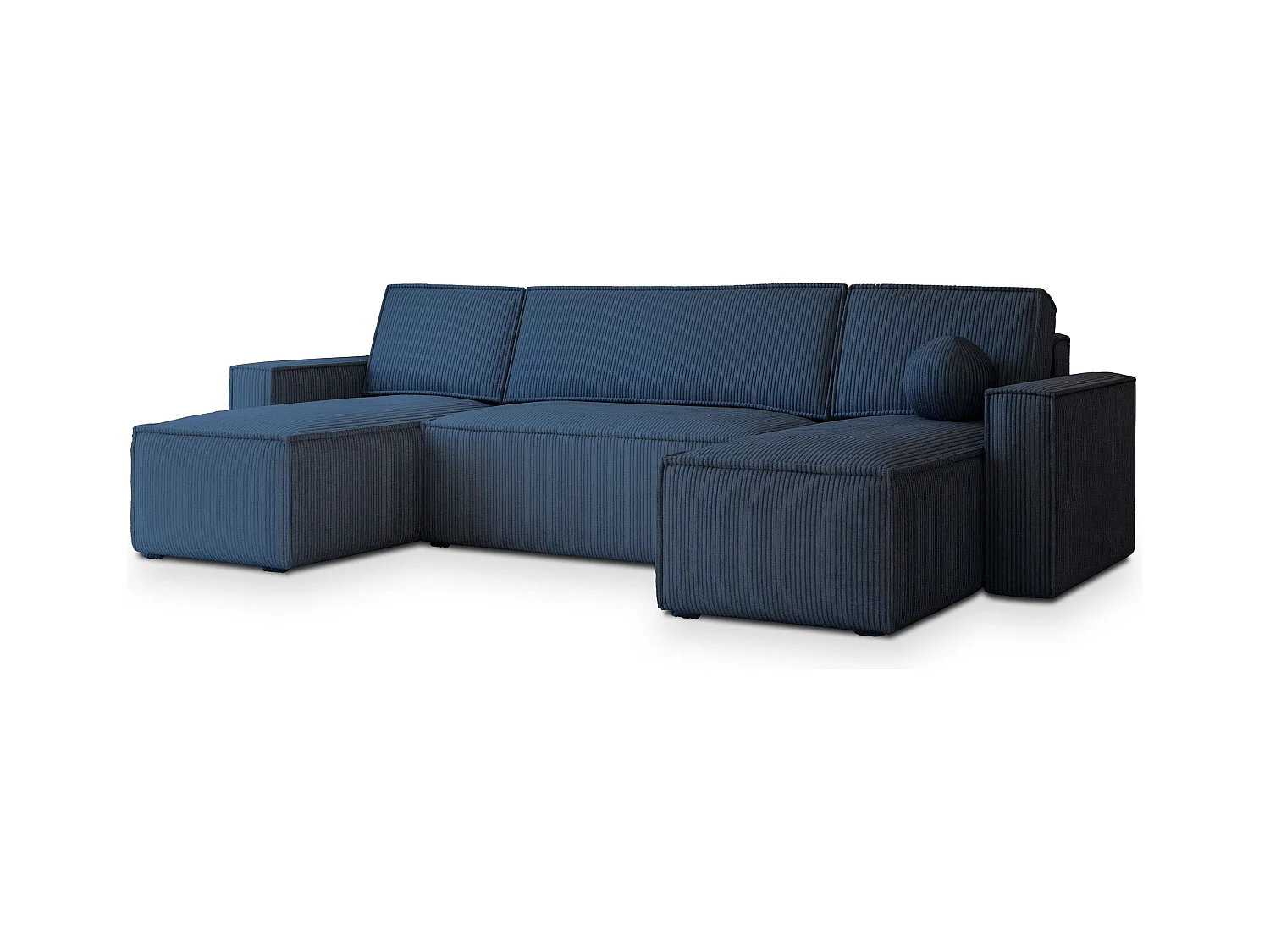 Canapé d'angle PESANO Bleu en velours côtelé avec fonction de couchage