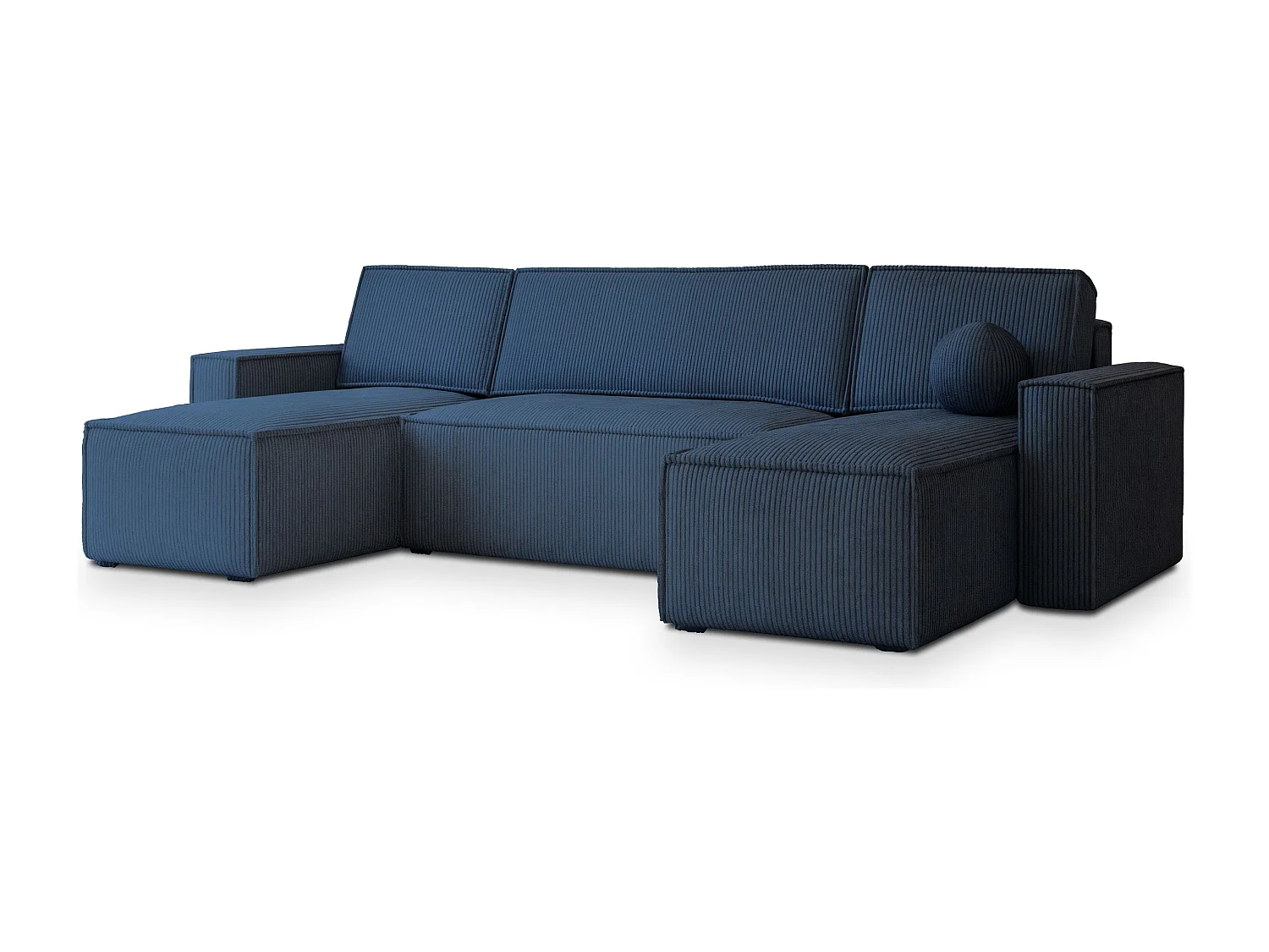 Canapé d'angle PESANO Bleu en velours côtelé avec fonction de couchage