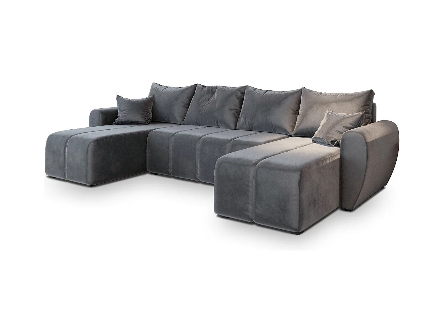 Canapé d'angle MADISON Gris en peluche avec fonction de couchage