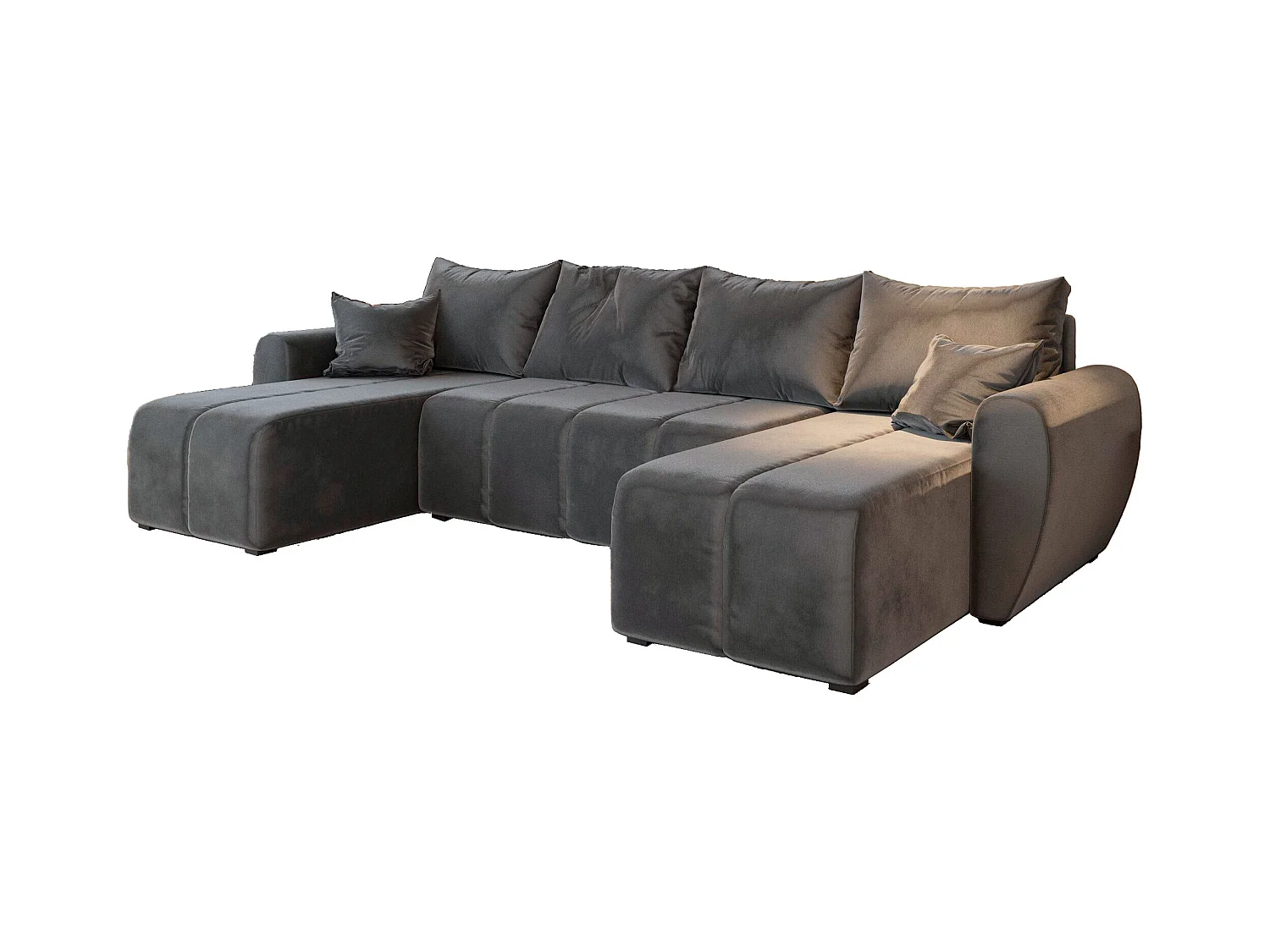 Canapé d'angle MADISON Gris en peluche avec fonction de couchage