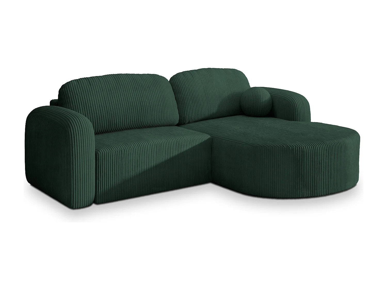 Canapé d'angle AMILIA Vert en velours côtelé avec fonction de couchage