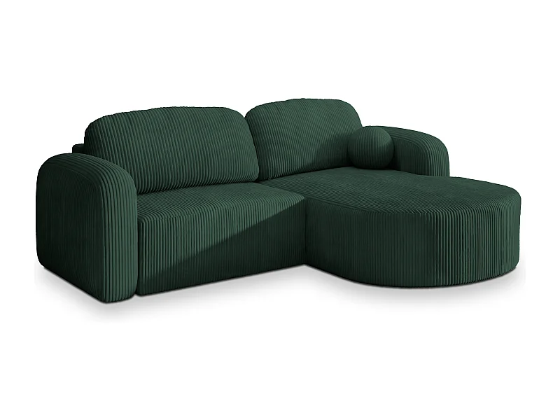 Canapé d'angle AMILIA Vert en velours côtelé avec fonction de couchage