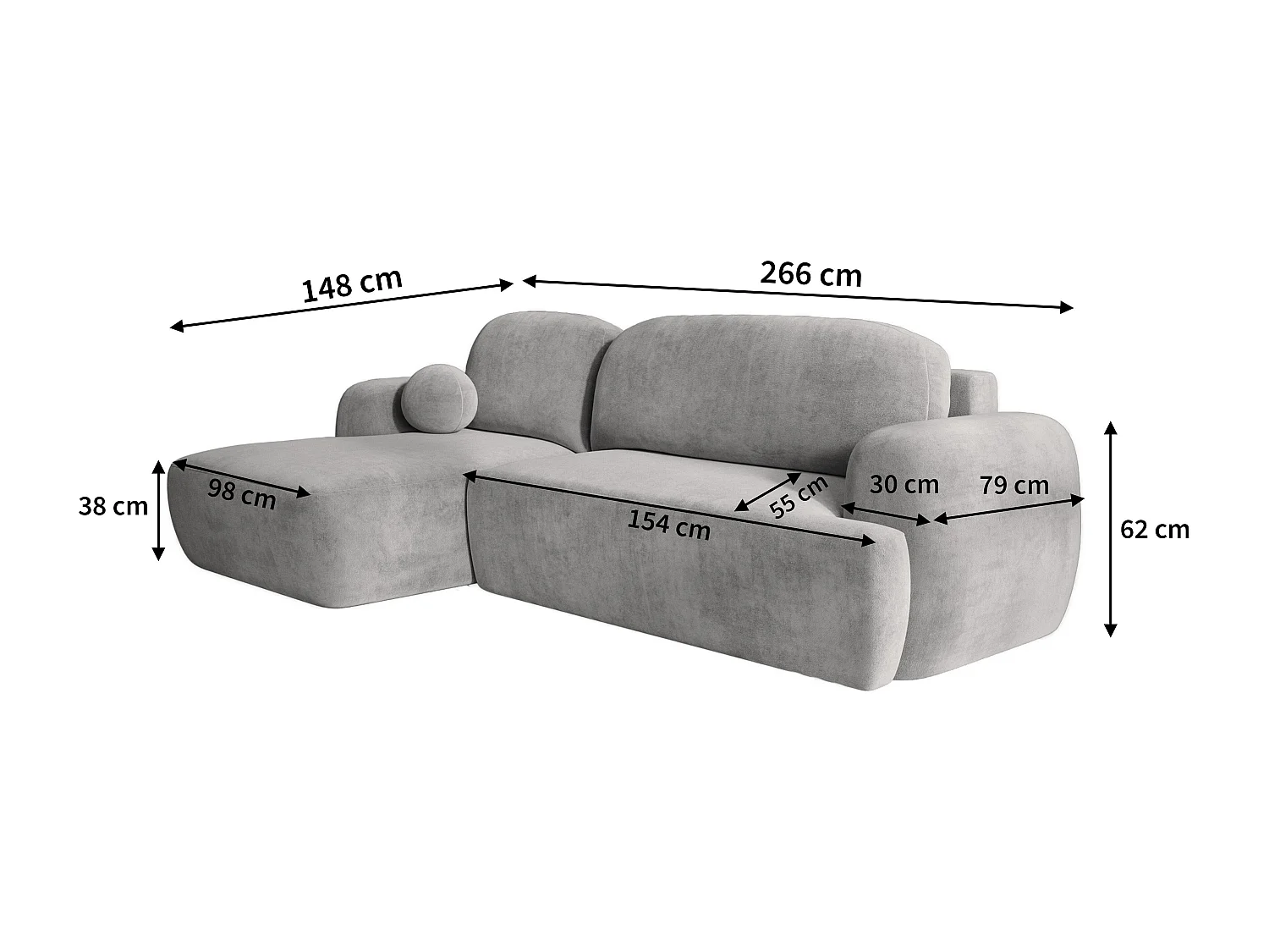 Canapé d'angle MODENZA Marron en velours côtelé avec fonction de couchage