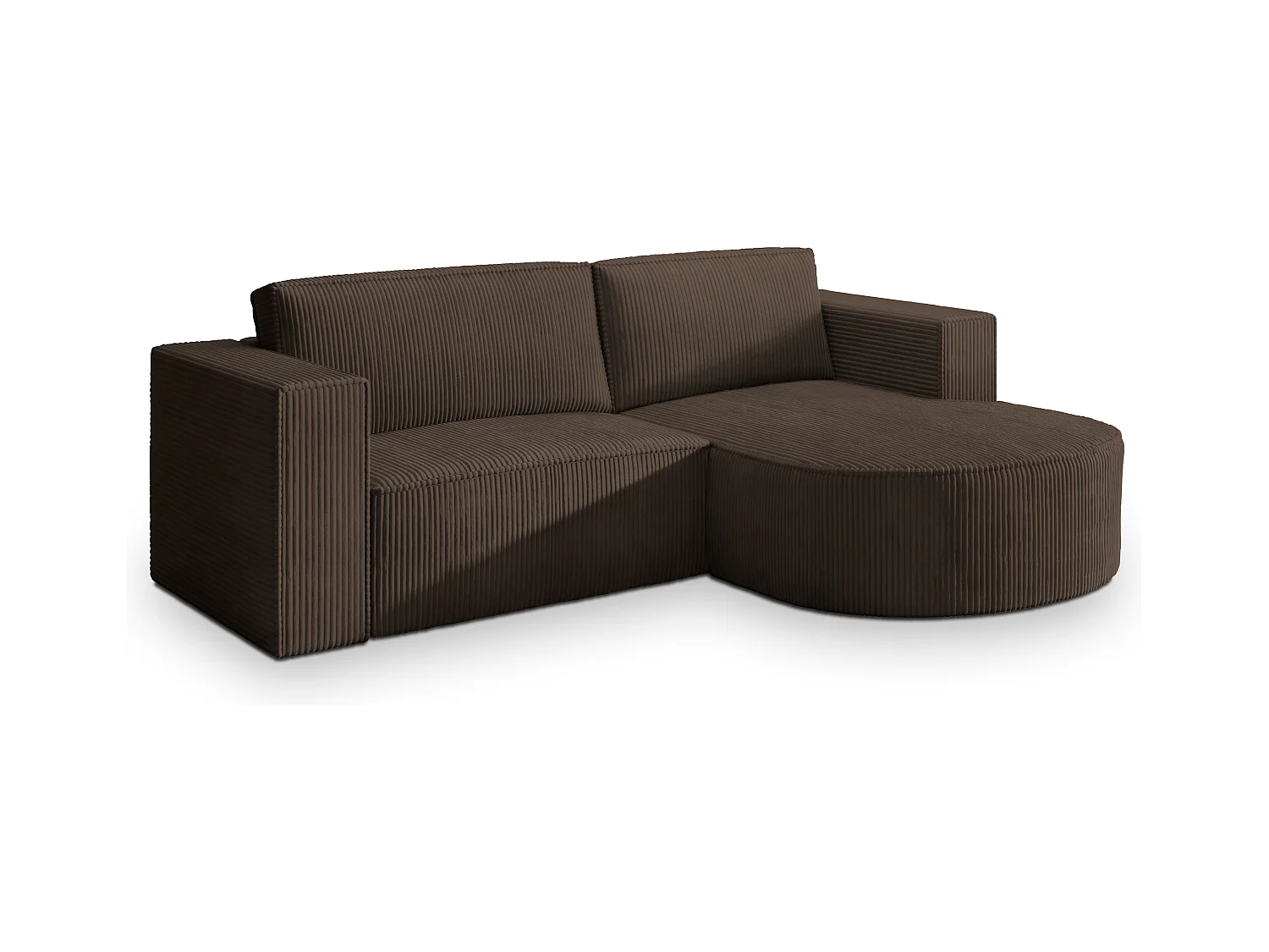 Canapé d'angle SORELA Marron en velours côtelé avec fonction de couchage
