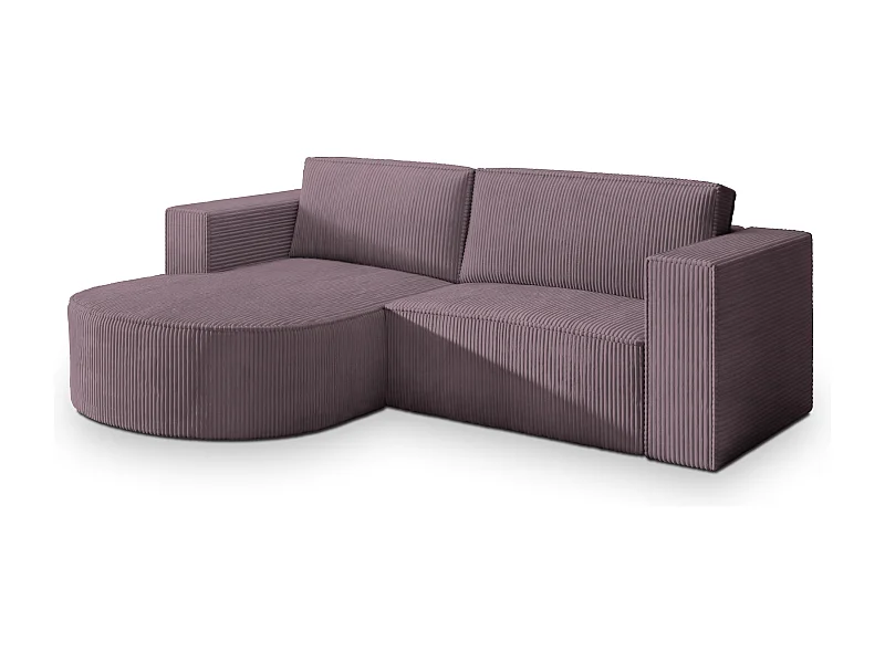 Canapé d'angle SORELA Parme en velours côtelé avec fonction de couchage