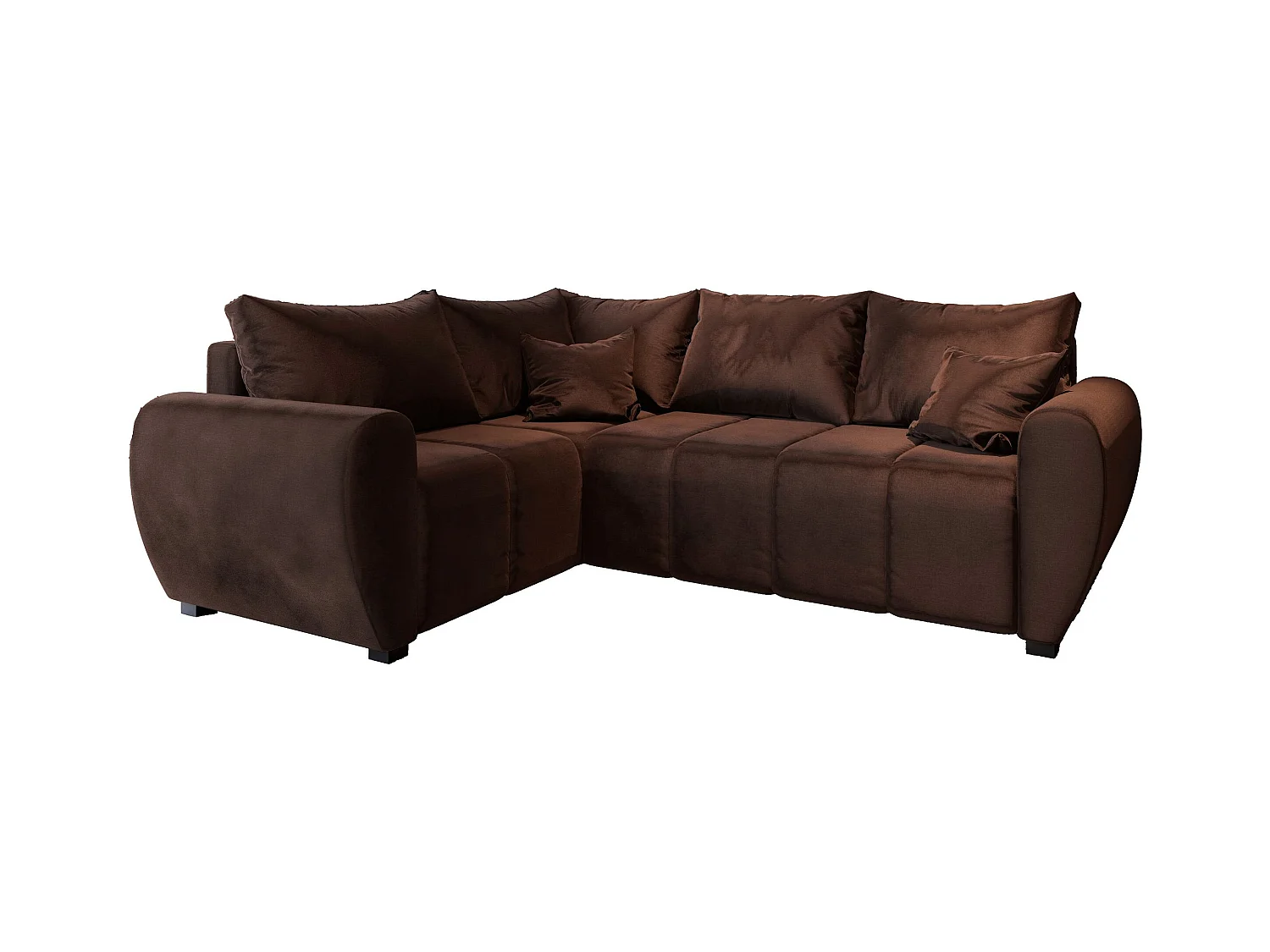 Canapé d'angle MADISON Marron en peluche avec fonction de couchage