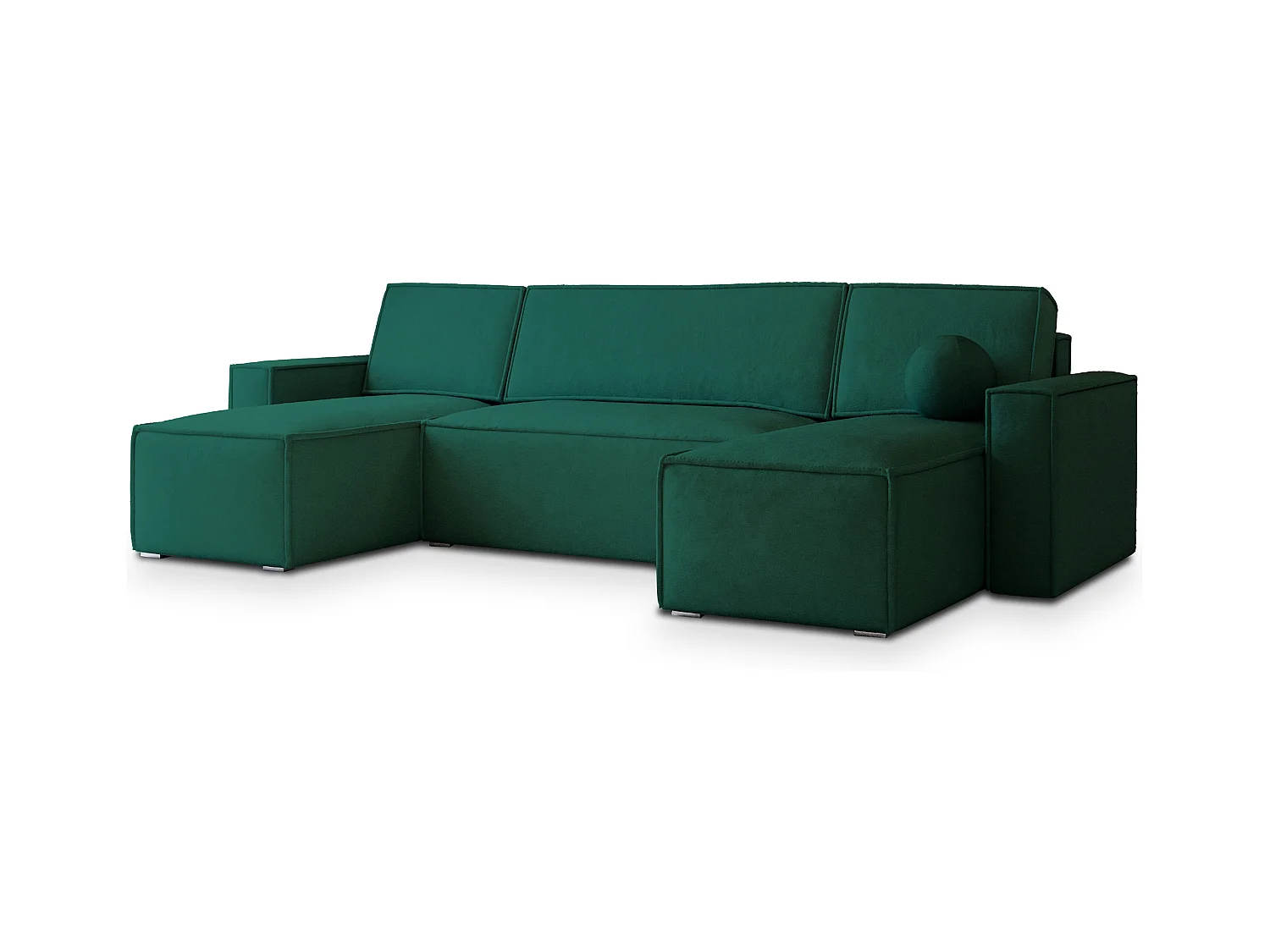 Canapé d'angle PESANO Vert Sapin en velours avec fonction de couchage
