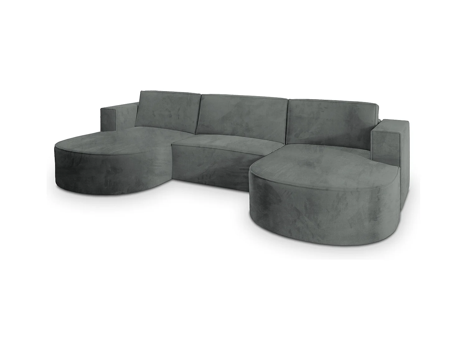 Canapé d'angle VEZZO Gris en velours avec fonction de couchage