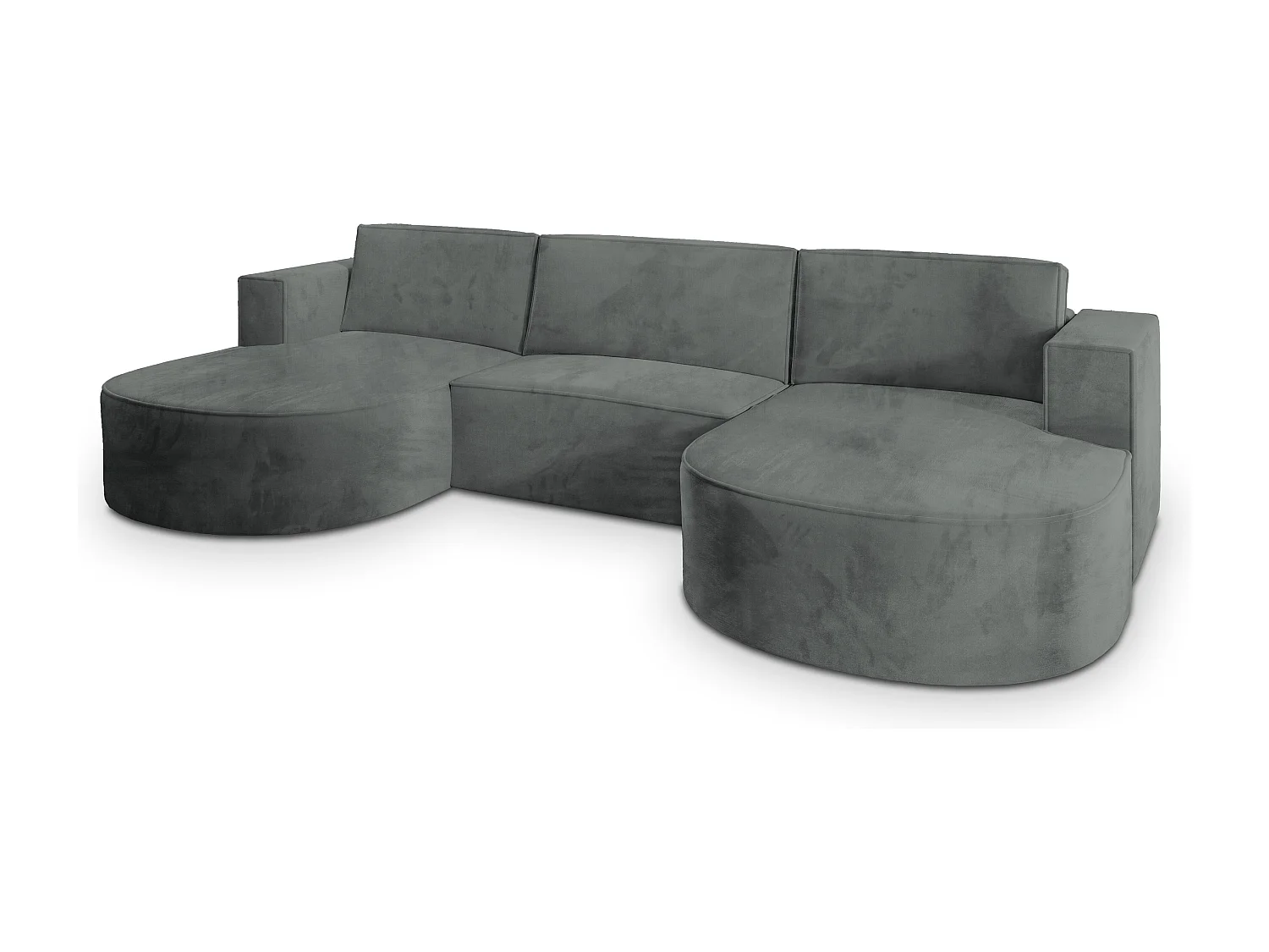 Canapé d'angle VEZZO Gris en velours avec fonction de couchage