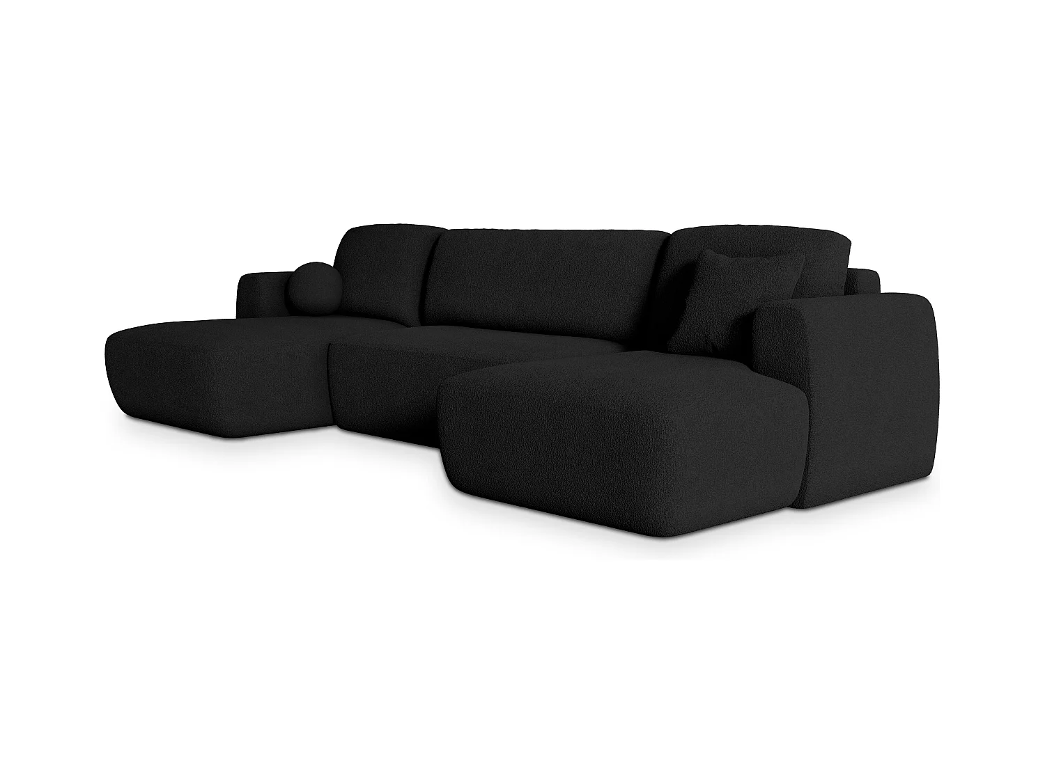 Canapé d'angle SENTUM Noir en bouclé avec fonction de couchage