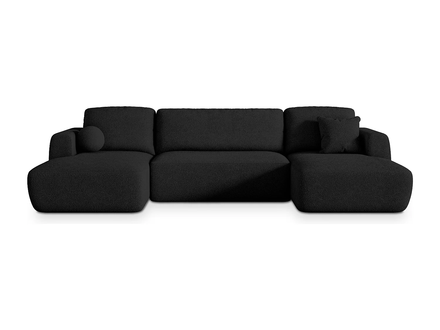 Canapé d'angle SENTUM Noir en bouclé avec fonction de couchage