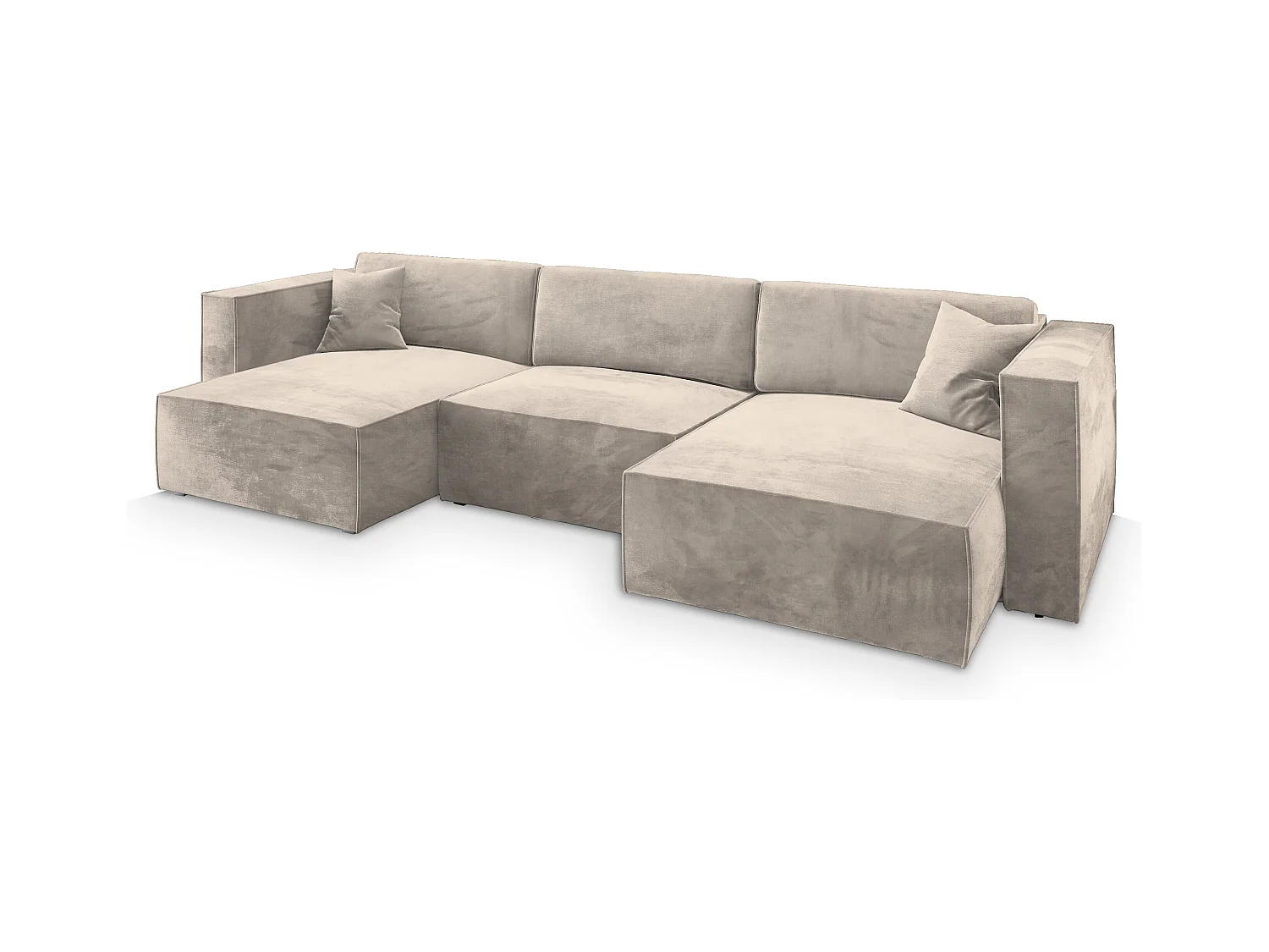 Canapé d'angle SARMO Crème en velours avec fonction de couchage