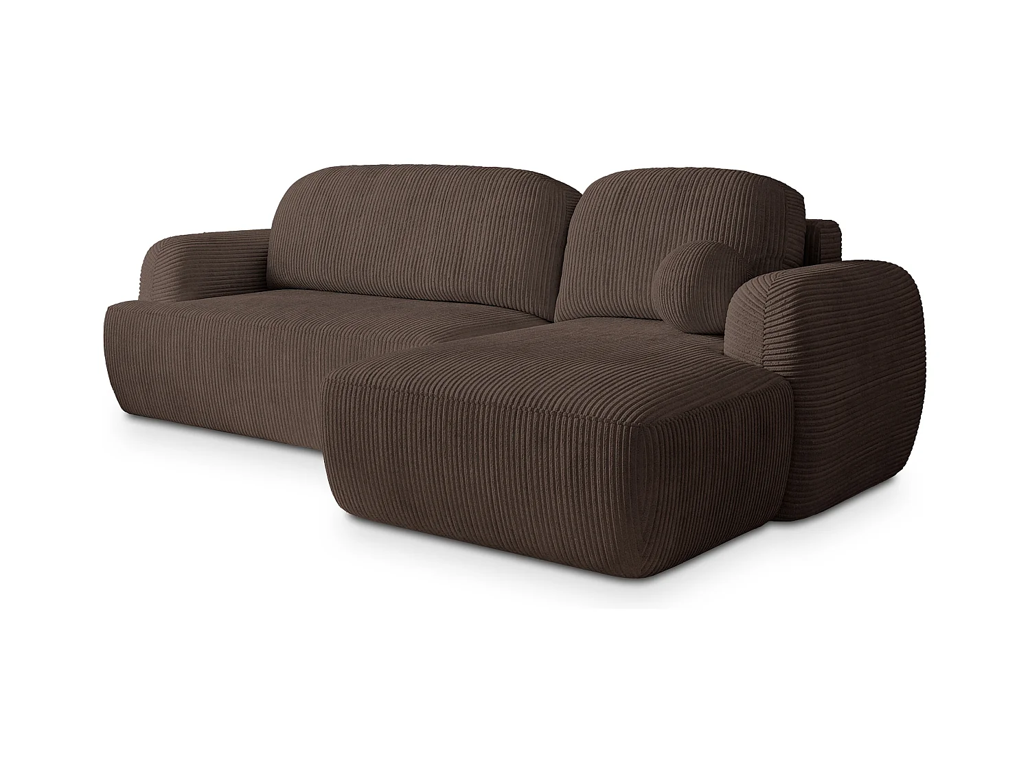 Canapé d'angle MODENZA Marron en velours côtelé avec fonction de couchage
