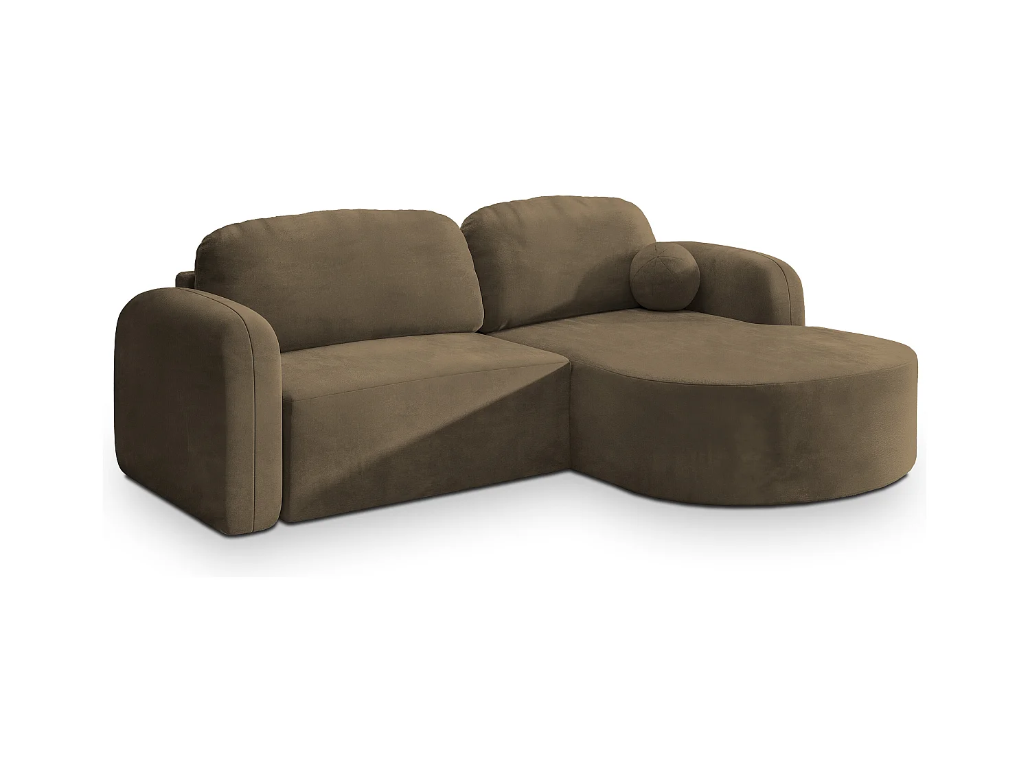 Canapé d'angle AMILIA Beige en velours avec fonction de couchage