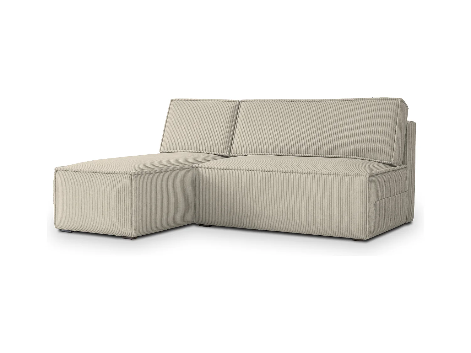 Canapé d'angle BRISO Crème en velours côtelé avec fonction de couchage