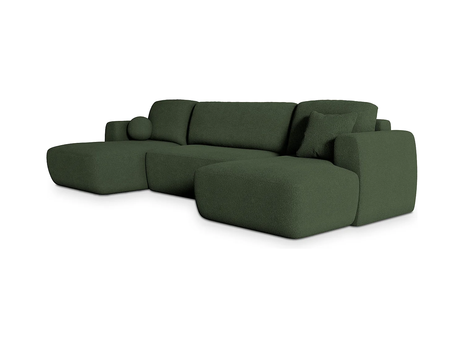 Canapé d'angle SENTUM Vert en bouclé avec fonction de couchage