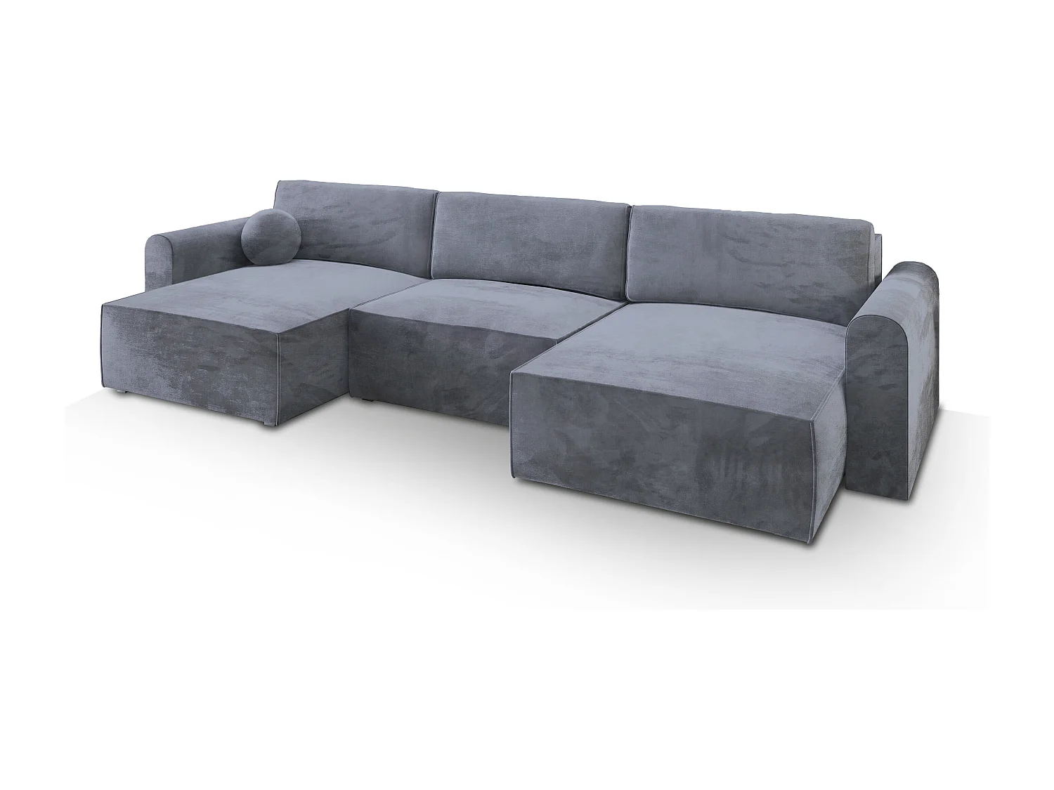 Canapé d'angle FENTO Gris en velours avec fonction de couchage