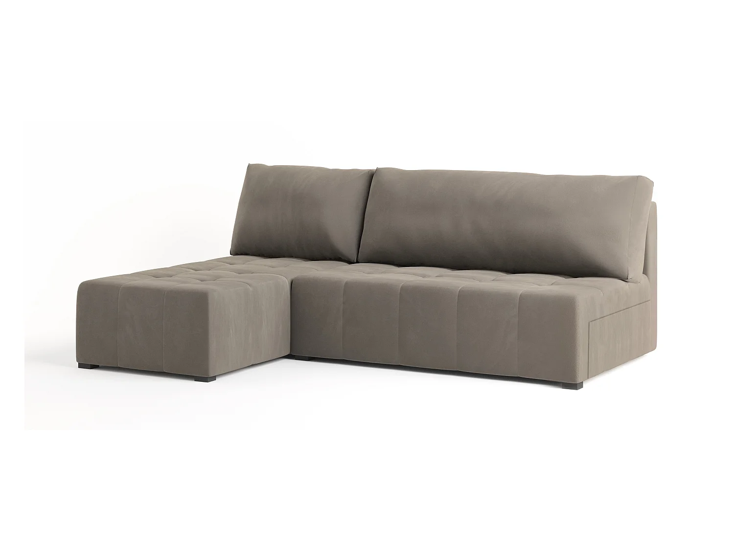 Canapé d'angle DOMIRA Beige en peluche avec fonction de couchage