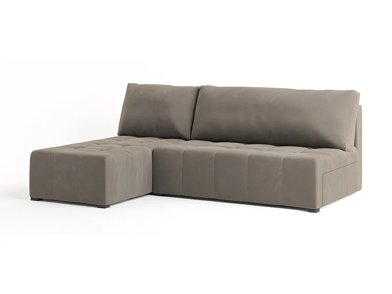 Canapé d'angle DOMIRA Beige en peluche avec fonction de couchage