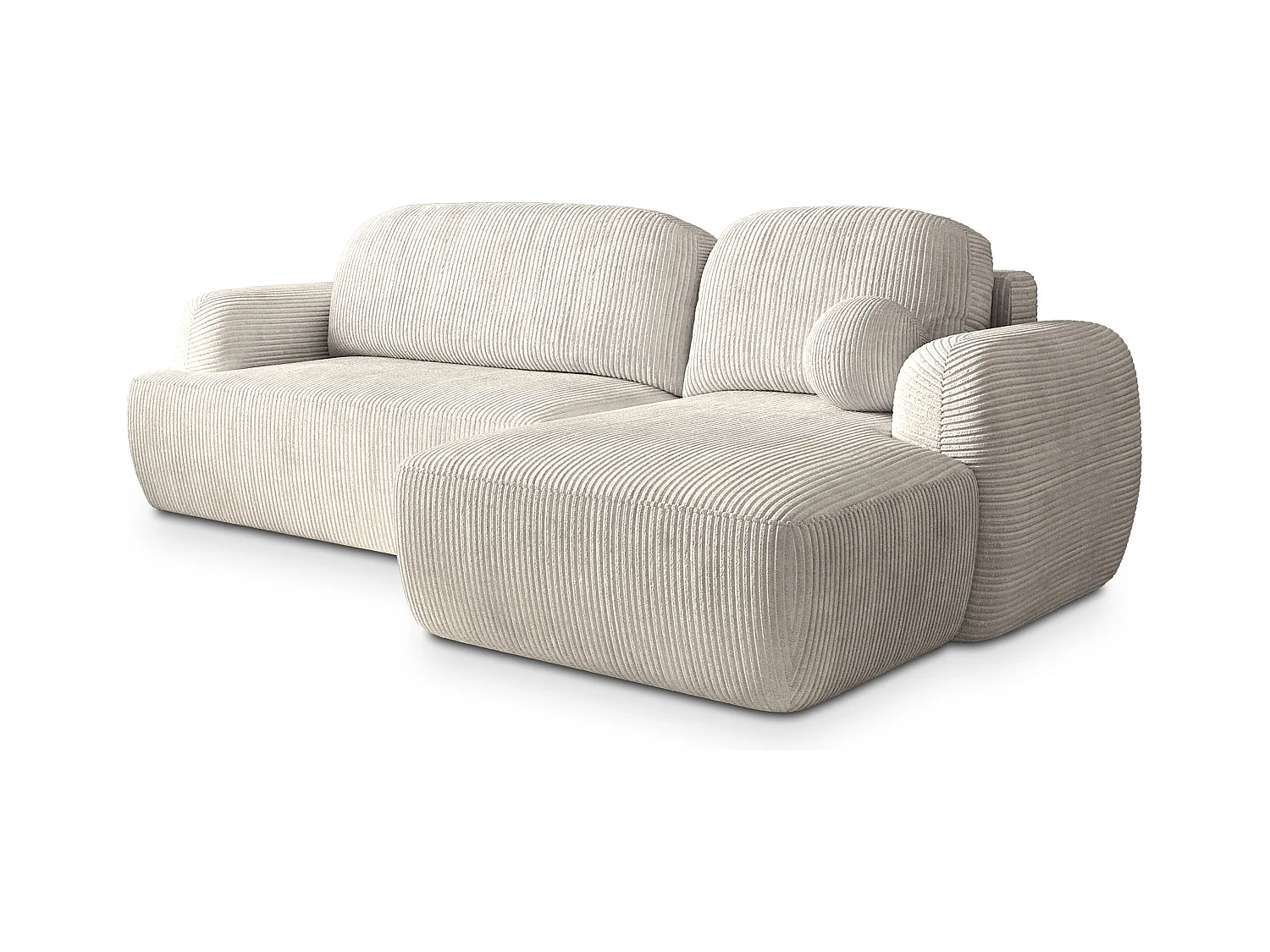 Canapé d'angle MODENZA Crème en velours côtelé avec fonction de couchage
