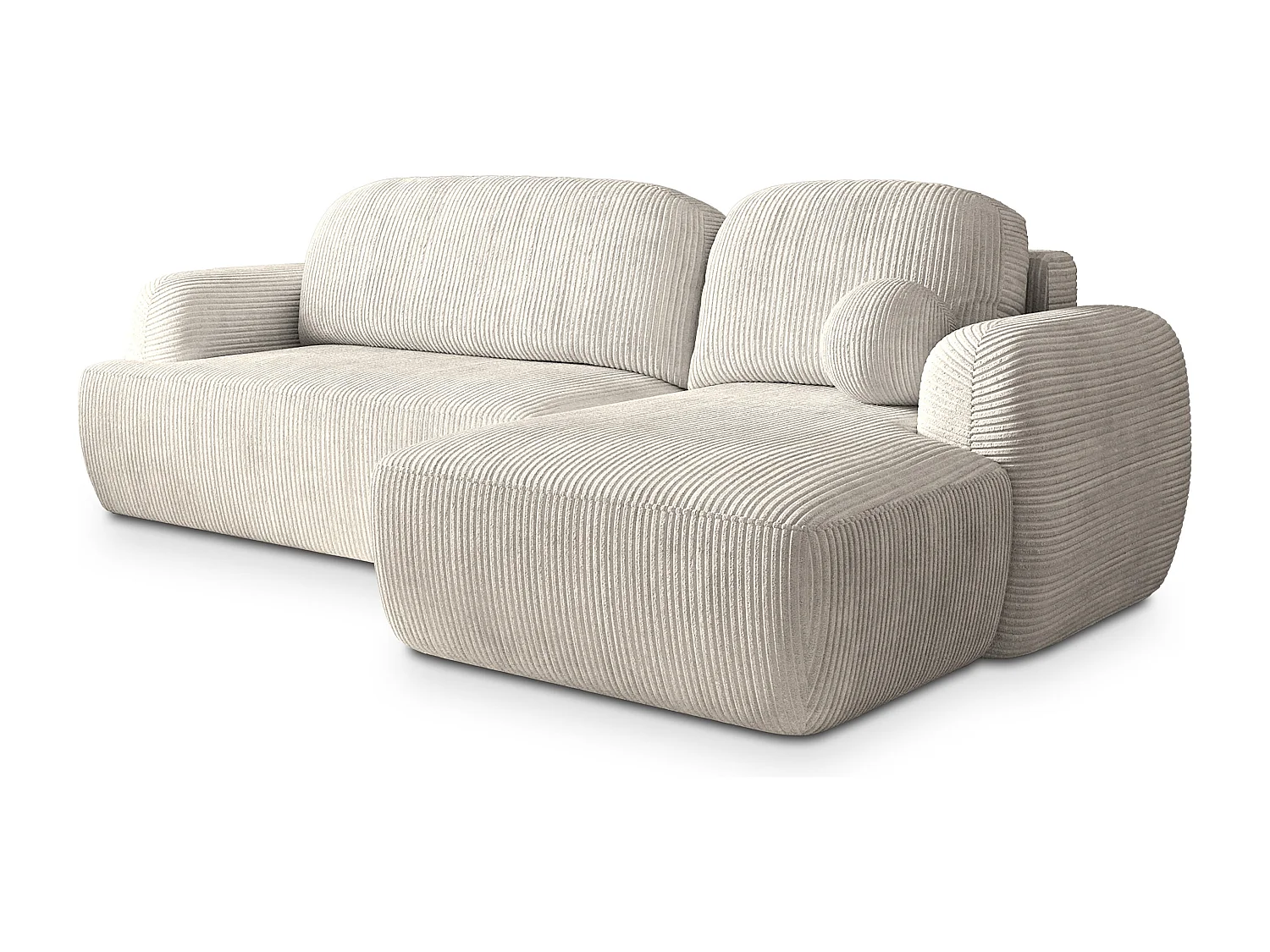 Canapé d'angle MODENZA Crème en velours côtelé avec fonction de couchage