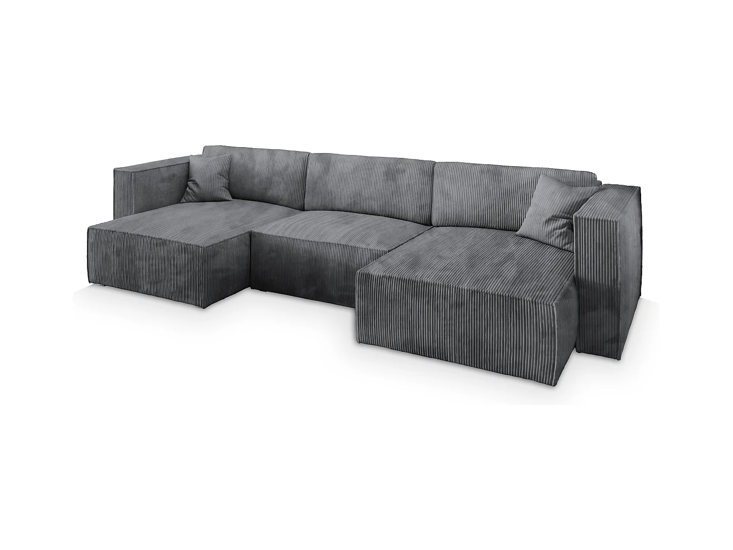 Canapé d'angle SARMO Gris en velours côtelé avec fonction de couchage