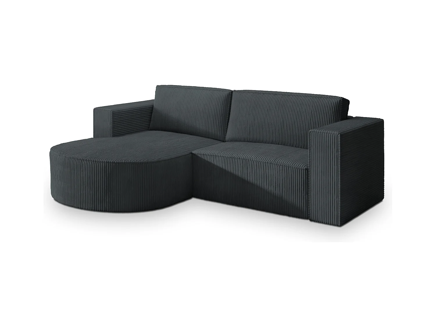 Canapé d'angle SORELA Gris anthracite en velours côtelé avec fonction de couchage