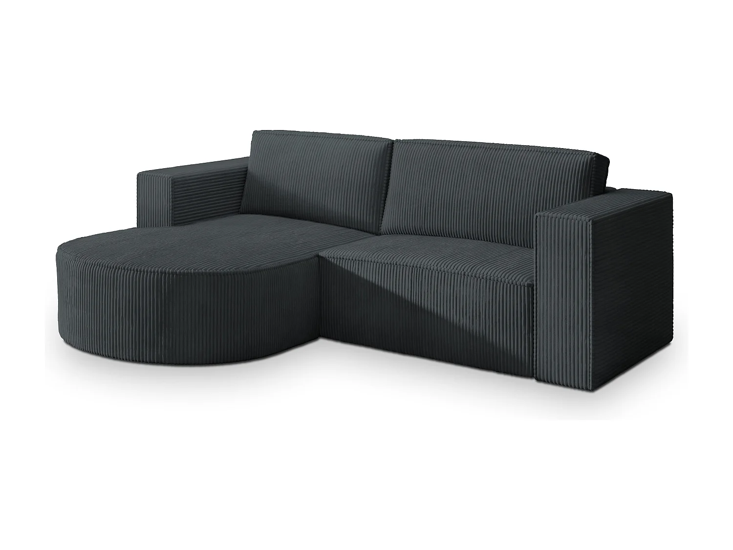 Canapé d'angle SORELA Gris anthracite en velours côtelé avec fonction de couchage