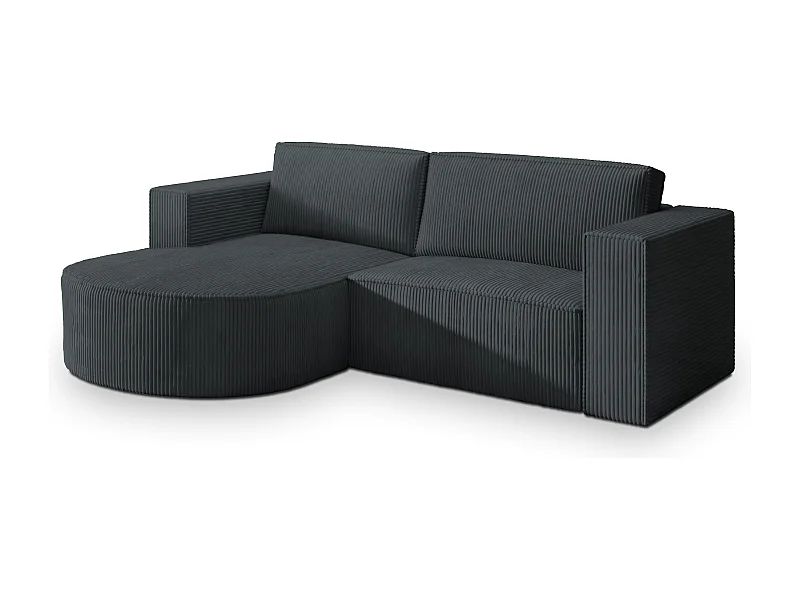 Canapé d'angle SORELA Gris anthracite en velours côtelé avec fonction de couchage