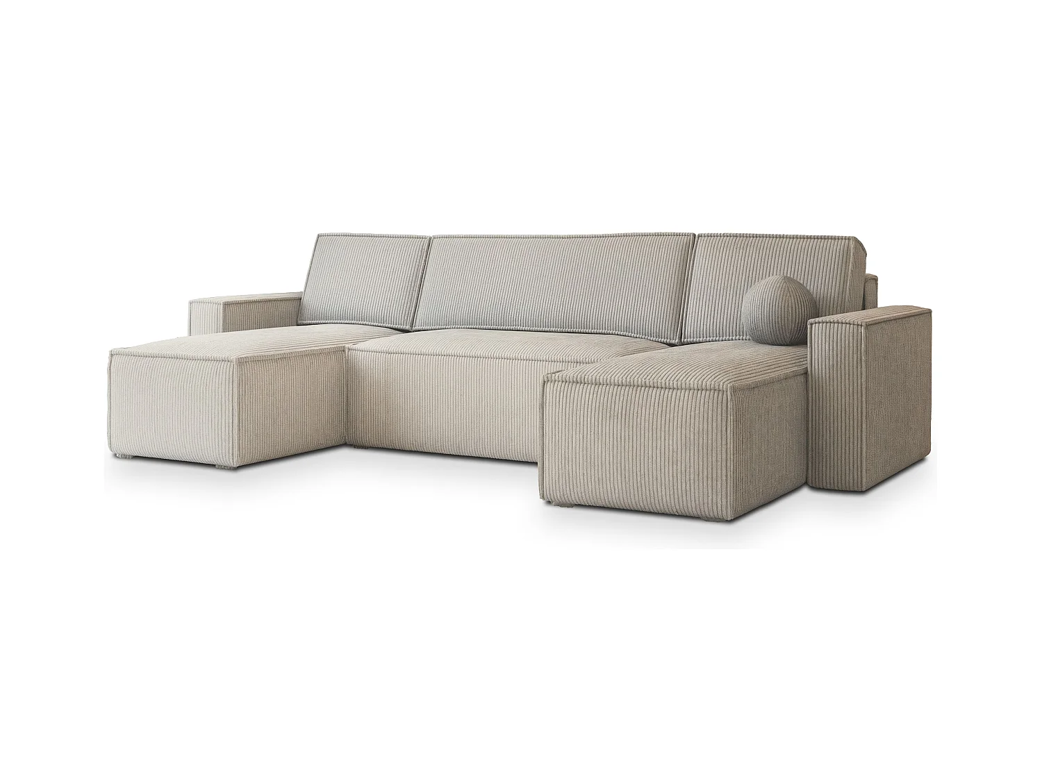 Canapé d'angle PESANO Crème en velours côtelé avec fonction de couchage