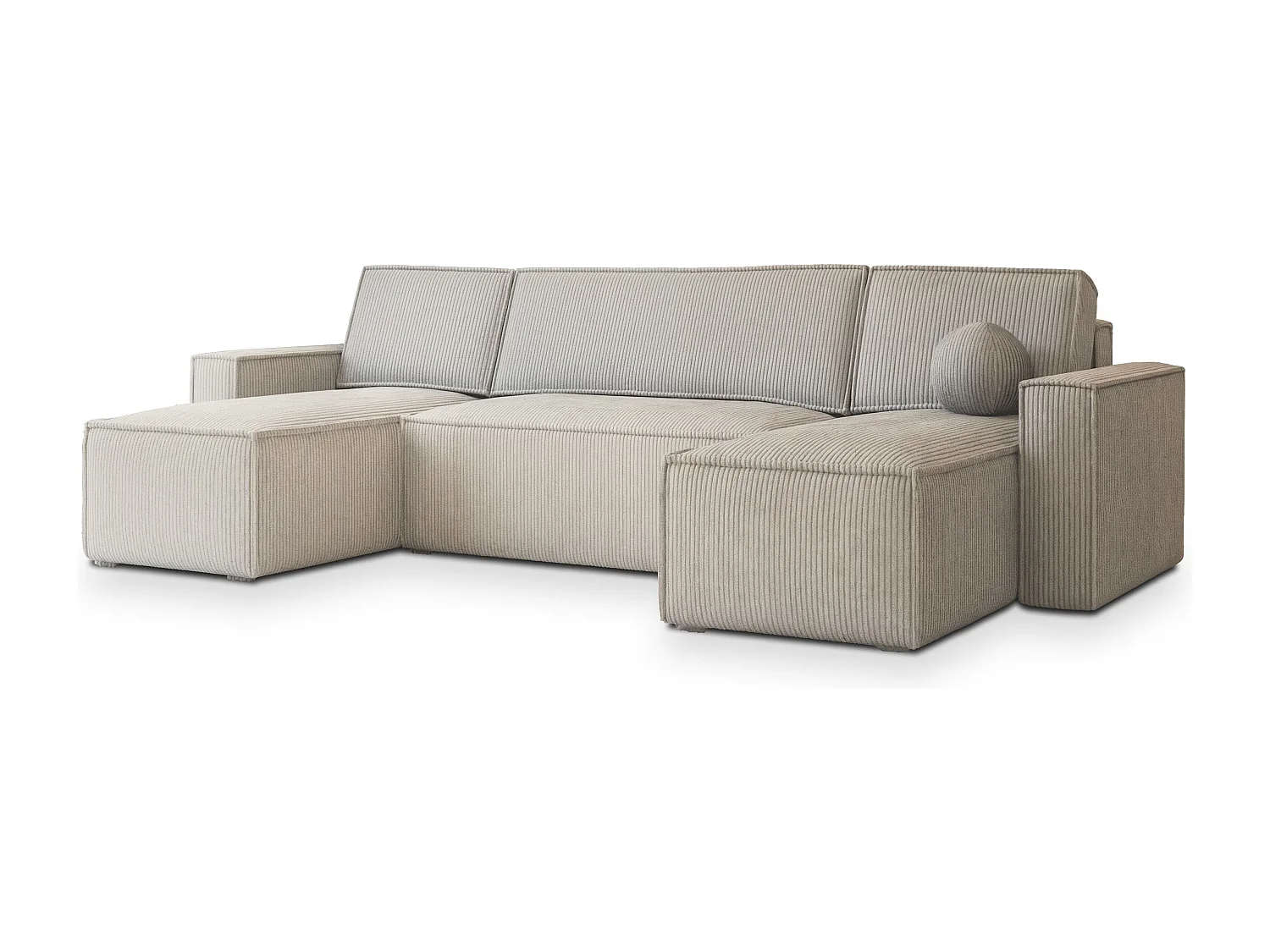 Canapé d'angle PESANO Crème en velours côtelé avec fonction de couchage