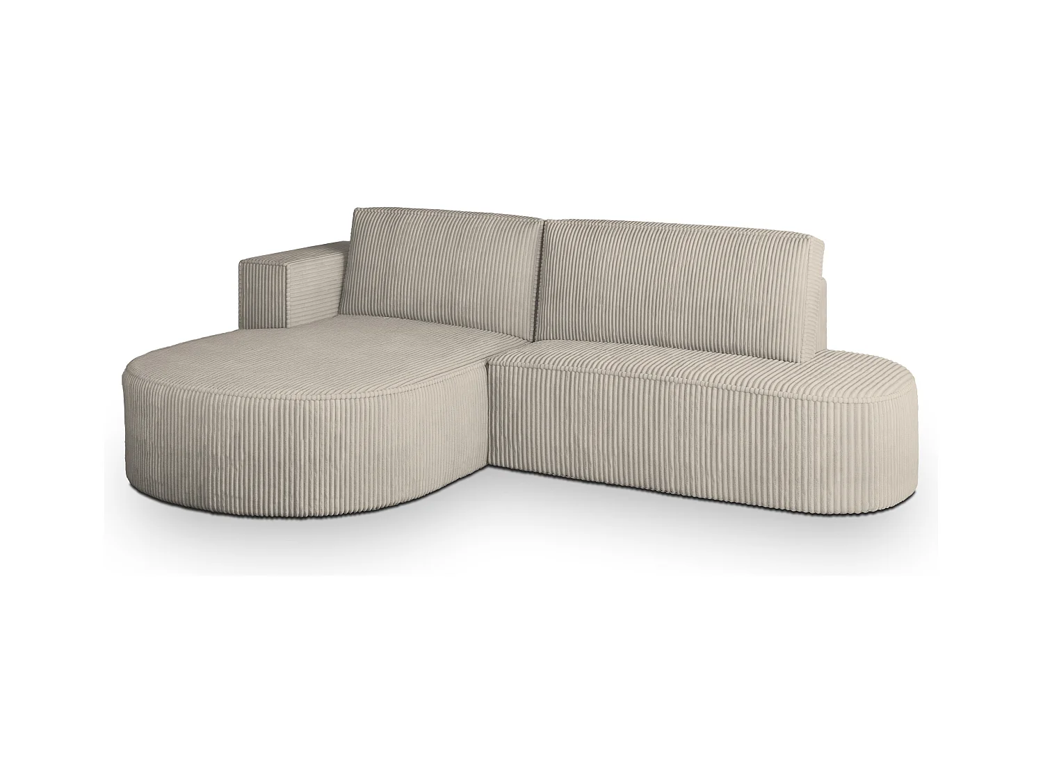 Canapé d'angle CORTIO Crème en velours côtelé avec fonction de couchage