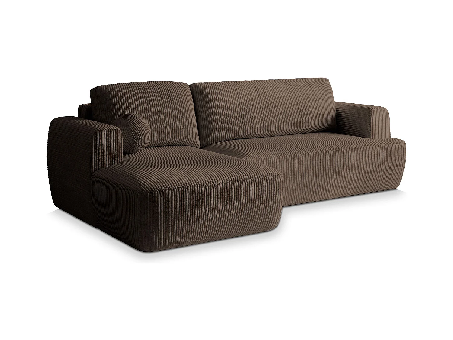Canapé d'angle SENTI Marron en velours côtelé avec fonction de couchage