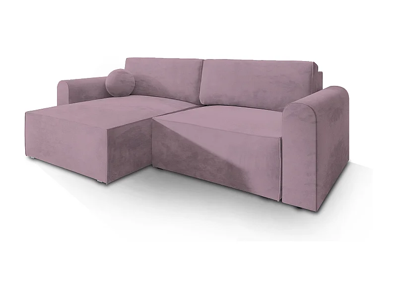 Canapé d'angle FIANO Parme en velours avec fonction de couchage