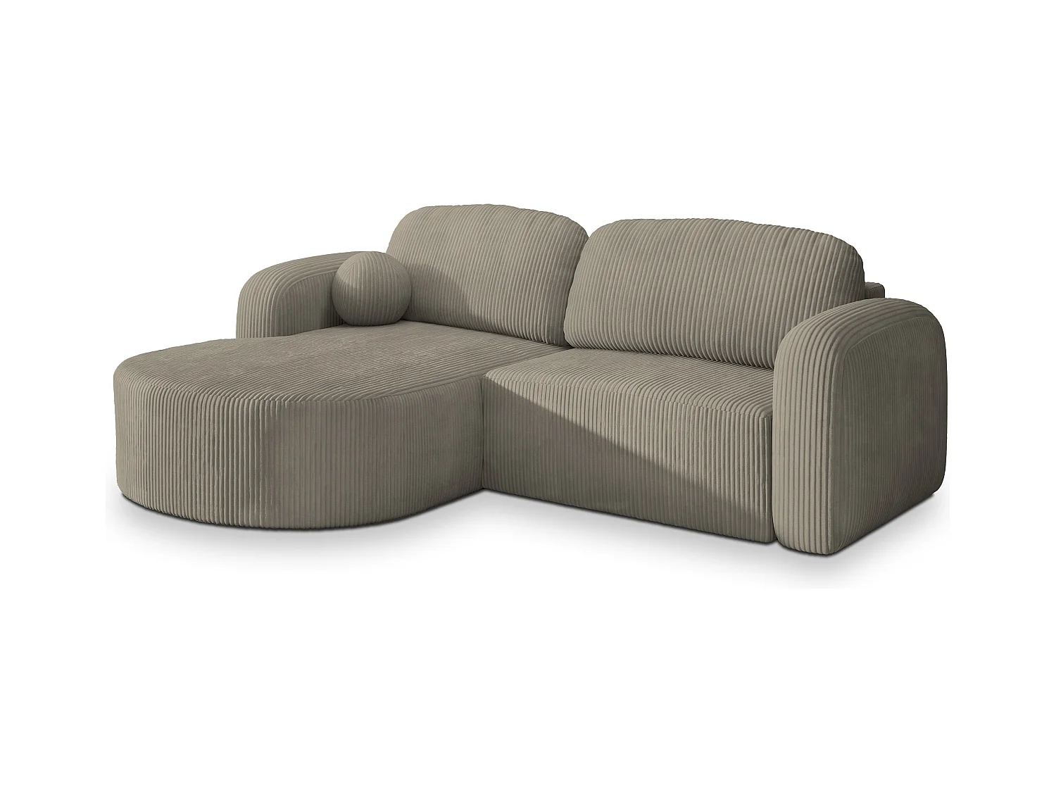 Canapé d'angle AMILIA Beige en velours côtelé avec fonction de couchage