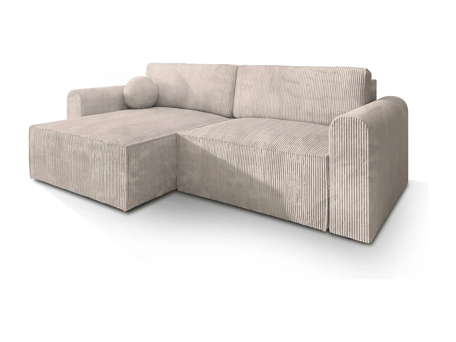 Canapé d'angle FIANO Crème en velours côtelé avec fonction de couchage