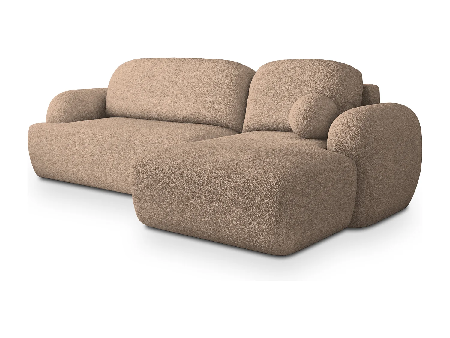 Canapé d'angle MODENZA Beige en bouclé avec fonction de couchage