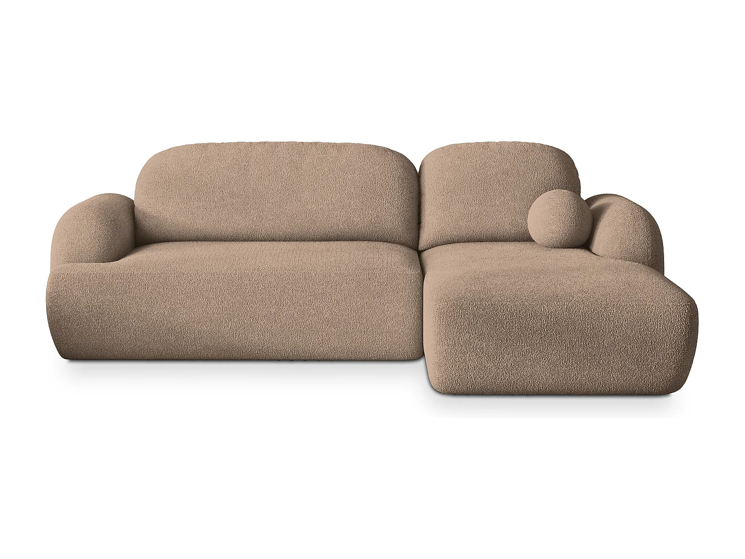 Canapé d'angle MODENZA Beige en bouclé avec fonction de couchage