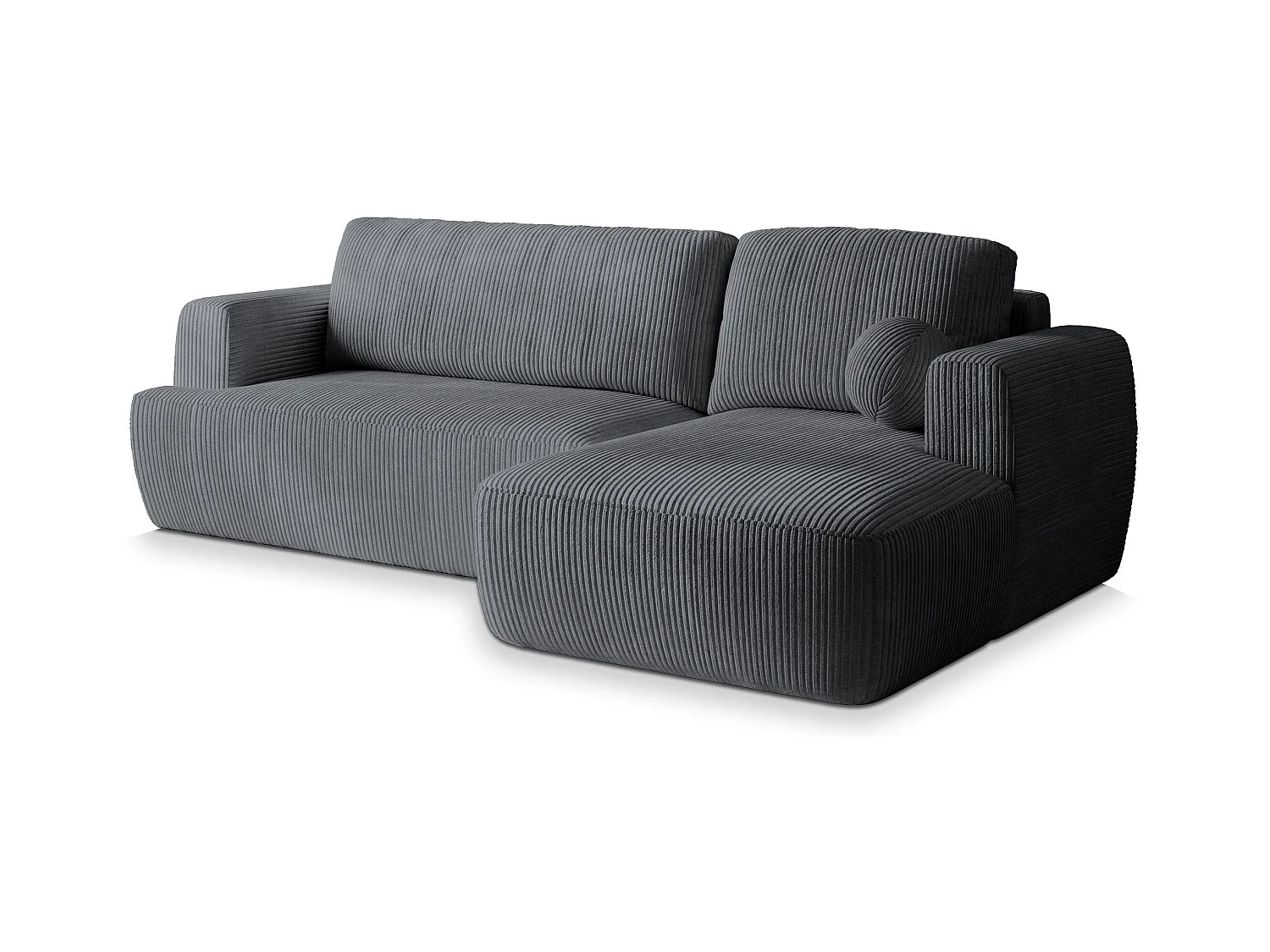 Canapé d'angle SENTI Gris en velours côtelé avec fonction de couchage