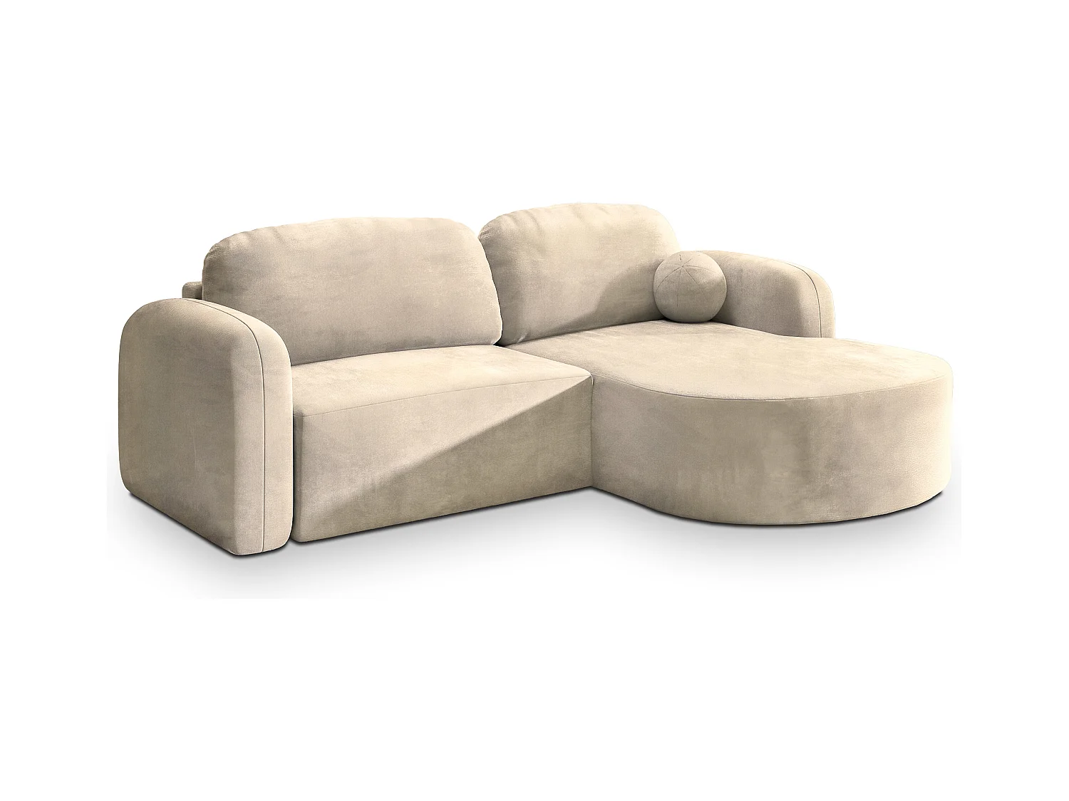 Canapé d'angle AMILIA Crème en velours avec fonction de couchage