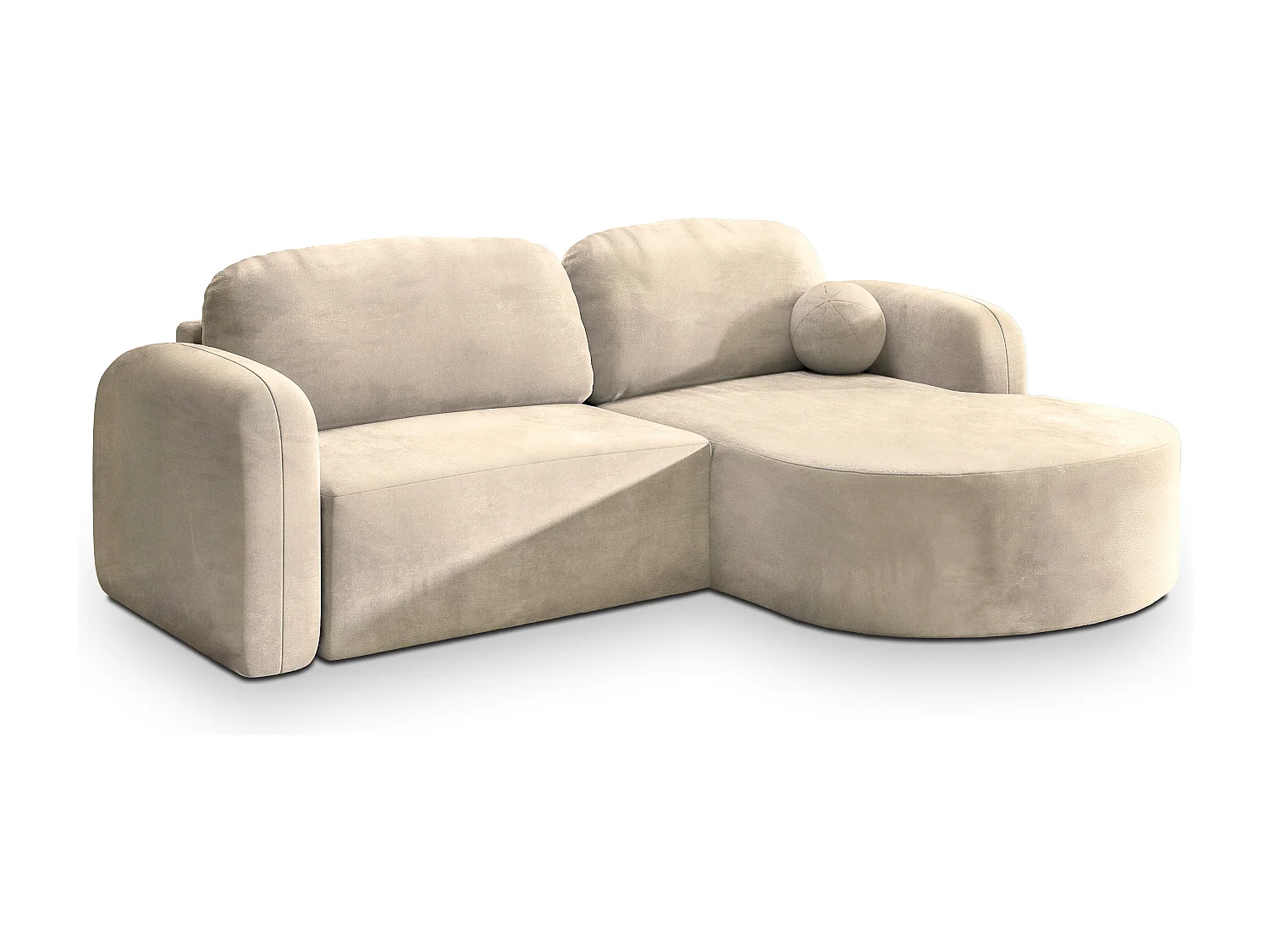 Canapé d'angle AMILIA Crème en velours avec fonction de couchage