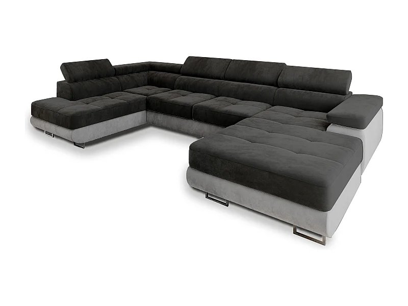 Canapé d'angle CASONE Noir en velours avec fonction de couchage