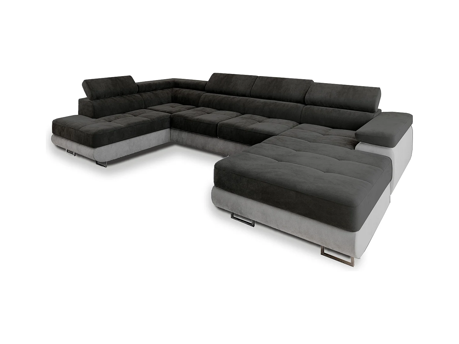 Canapé d'angle CASONE Noir en velours avec fonction de couchage