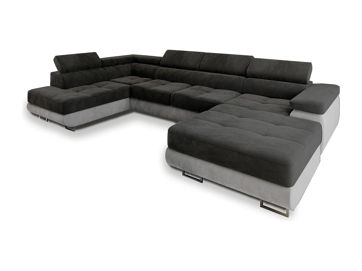 Canapé d'angle CASONE Noir en velours avec fonction de couchage