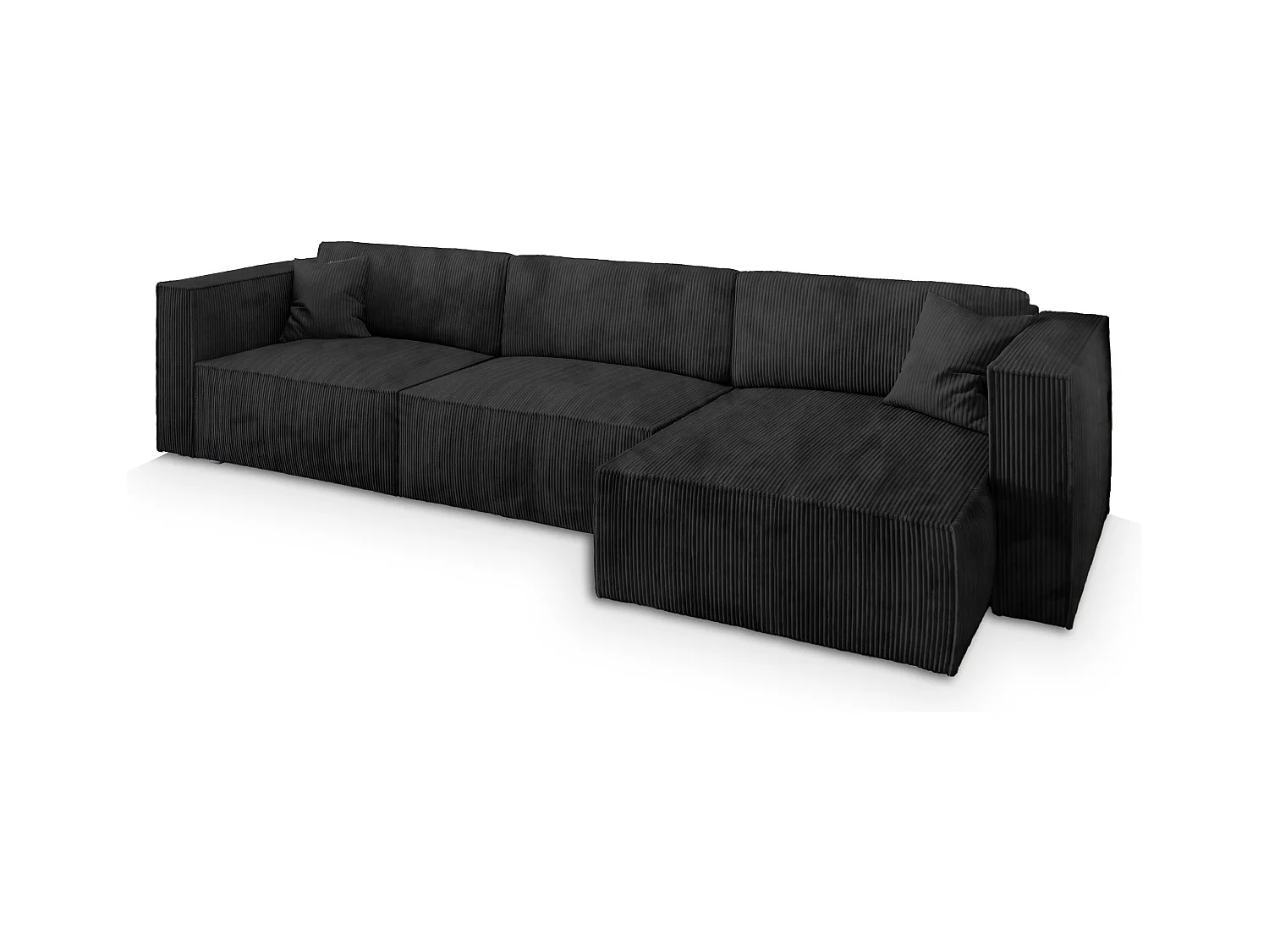 Canapé d'angle TOLMO Noir en velours côtelé avec fonction de couchage