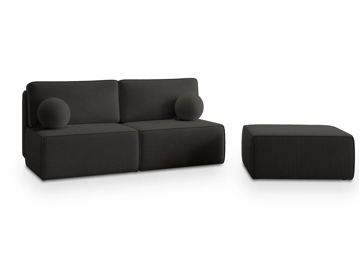 Canapé d'angle VARNA, avec fonction de couchage, velours côtelé Noir